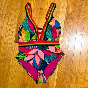 Bathing suit by Trina Turk.  Beautiful tropical print. Brand New with liner.